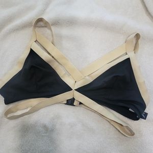 Tan and Black Cutout Detail Triangle Bikini Top size XL